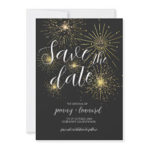 Fogos De Artifício Dourados Mínimos Salvar A Data