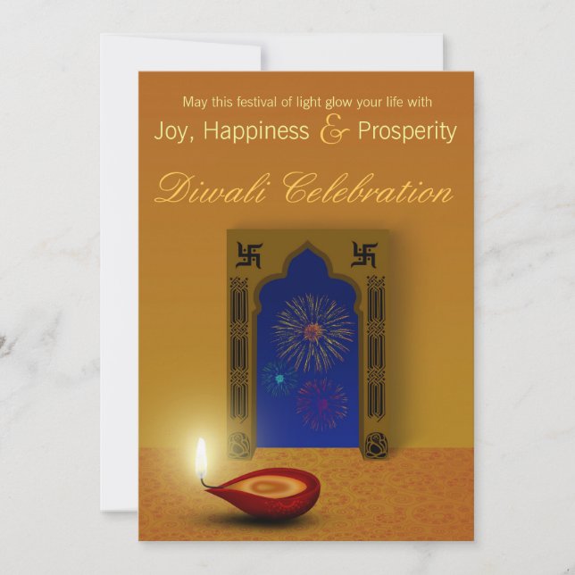 Convite Fogos-de-artifício felizes festivos de Diwali - (Frente)