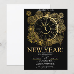 Convite Fogos de artifício noite de Ano Novo