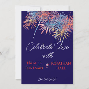 Convite Fogos de Artifício Patrióticos Elegantes Casamen