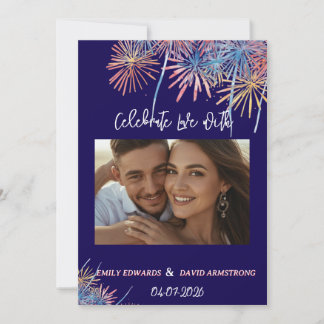 Convite Fogos de Artifício Patrióticos Elegantes | Casamen