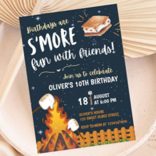 Convite Fogueira de S'more Diversão S'more Amigos Acampame