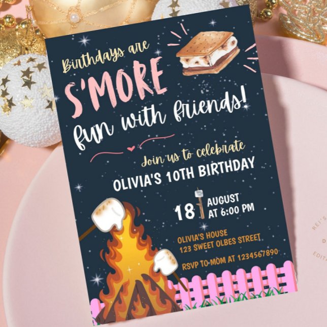 Convite Fogueira de S'more para Meninas Diversão de Amigas (Criador carregado)