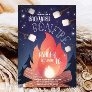 Convite Fogueira no quintal Camping Glamping Festa de aniv