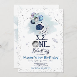 Convite Foguete Astronauta do Planeta de Festa de aniversá