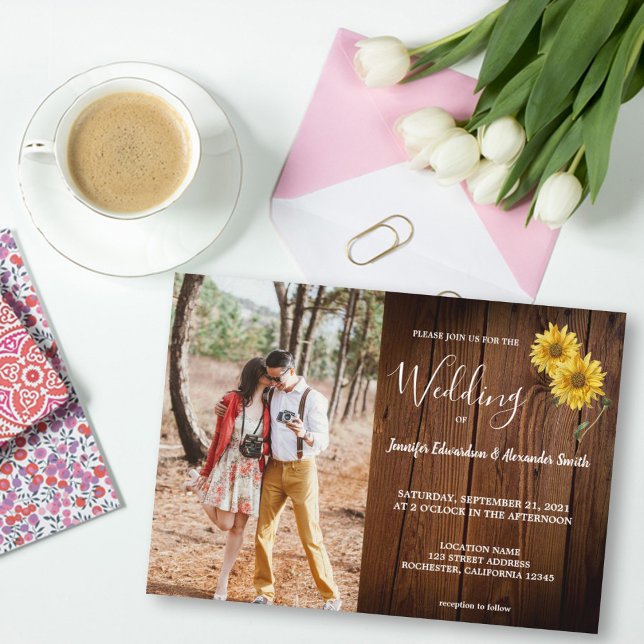 Convite Foguete de flores de sol do celeiro russo Casament (Criador carregado)