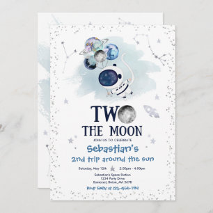 Convite Foguete do Astronauta do segundo aniversário Espac