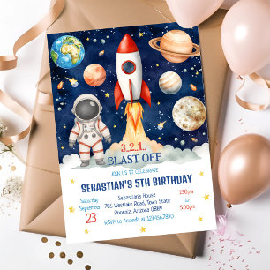 Convite Foguete Espacial Astronauta Galáxia Aniversário