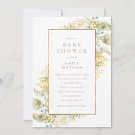 Convite Foil Frame Boho Wildflower Chá de fraldas em Honra