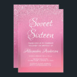 Convite Foil Rosa Girly Glitter Sparkle Sweet 16 Aniversár<br><div class="desc">Foil Metálica Rosa Quente Brilhante e Brilhante Doce Dezesseis Convites de aniversário para uma bonito celebração da 16ª festa de aniversário rosa. Este convite é perfeito para uma Festa de aniversário 16 rosa. Entre em contato com o designer para obter itens correspondentes personalizados.</div>