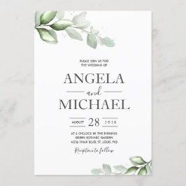 Convite Folha Boho Aquarela Eucalipto Elegante