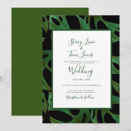 Convite Folha Botânica Monstera Verde Casamento Preto