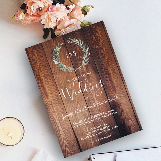 Convite Folha de aquarela russa monograma Casamento (Criador carregado)