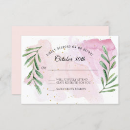 Convite Folha de Eucalipto Rústica Dourado Moderno Aquarel