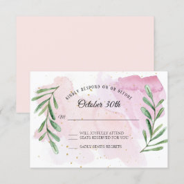 Convite Folha de Eucalipto Rústica Dourado Moderno RSVP Aq