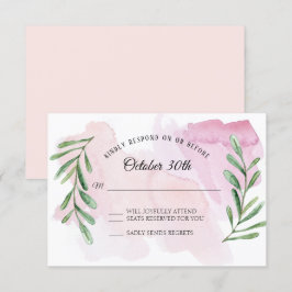 Convite Folha de Eucalipto Rústica RSVP Aquarela Moderna