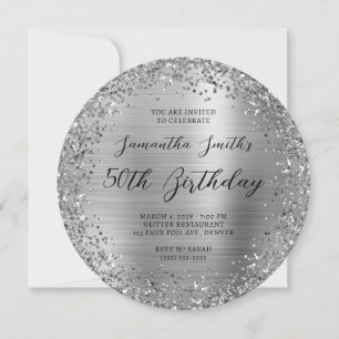 Convite Folha de Folha de Silver Circular 50º Aniversário