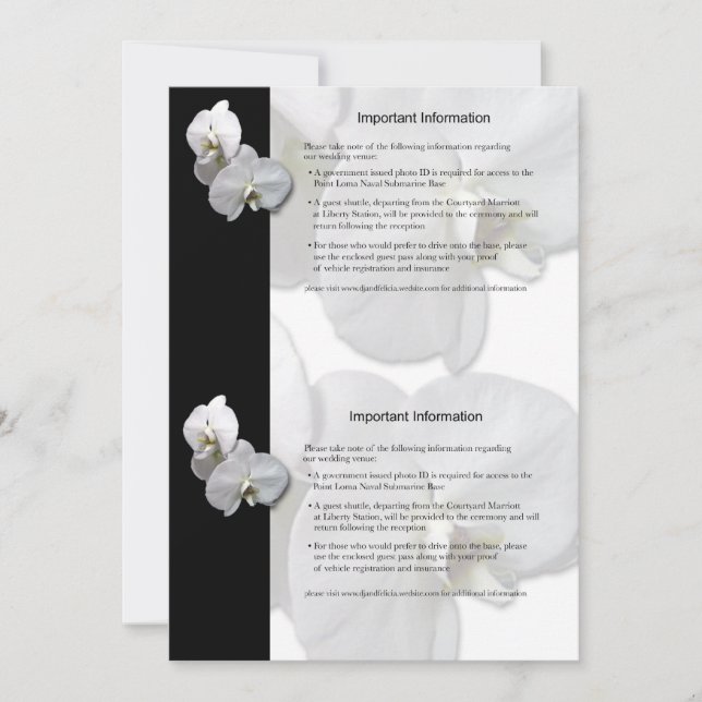 Convite Folha de Informações de Orquídeas Brancas 3 (Frente)