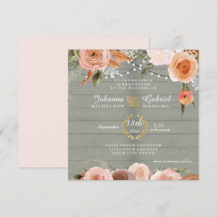 Convite Folha De Madeira Verde, Rústica Floral Neutra