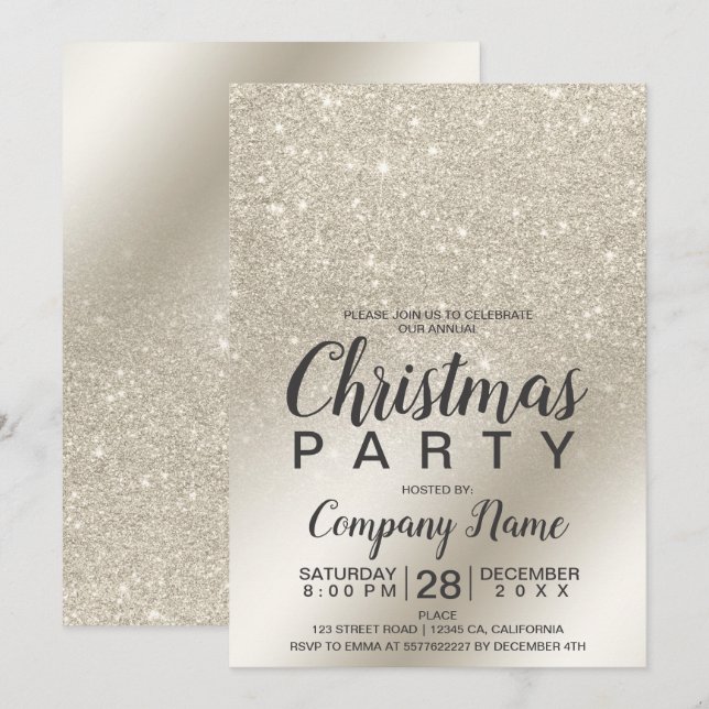 Convite Folha de marfim de pérola de Natal (Frente/Verso)