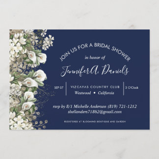 Convite folha de marinho branco de casamento de verão