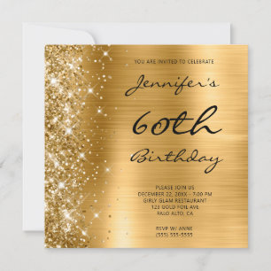 Convite Folha de Ombre Dourada Deixou a Glitter 60º aniver