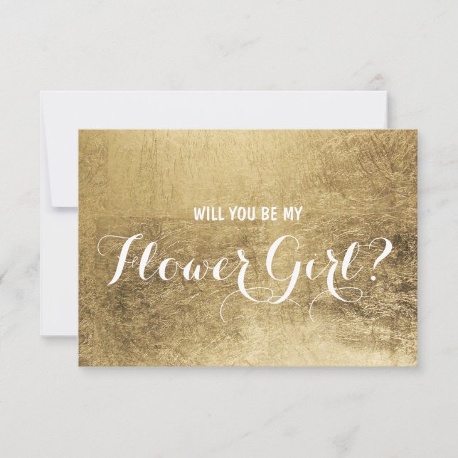 Convite Folha de ouro de luxo Você será minha florista (Frente)