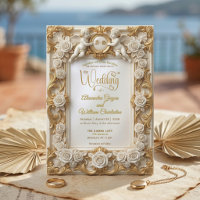 Folha de Ouro Falsa Estilo Relevo Barroco Monogram