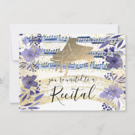 Convite Folha de ouro FAUX em flores azuis de indigo