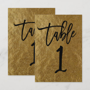 Convite Folha de Ouro Moderno Número da Mesa 1 em Letra de