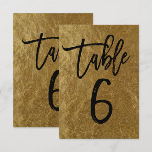 Convite Folha de Ouro Moderno Número da Mesa 6 em Grafia