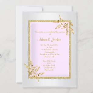 Convite Folha de ouro preto de prata, ELEGANTE CLASSES WED