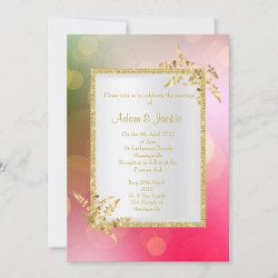 Convite Folha de ouro roxa-rosa-boquilha, ELEGANTE CASAMEN