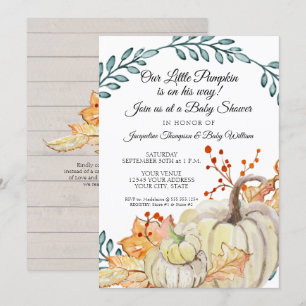 Convite Folha de outono russa no Chá de fraldas de abóbora