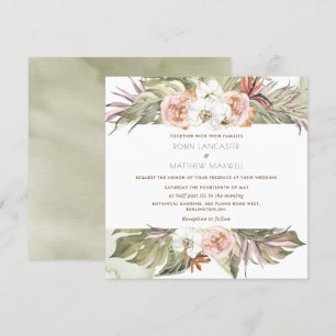 Convite Folha De Palma De Palma Tropical, Casamento De Pra