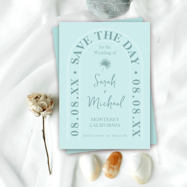 Convite Folha de Palmeira em Leque Tropical Brilhante Verã (Criador carregado)