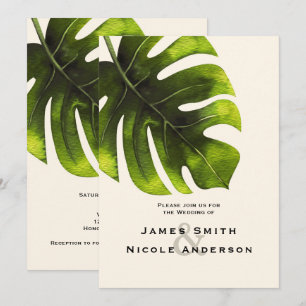 Convite Folha de Palmeira Tropical Verão Elegante Casament