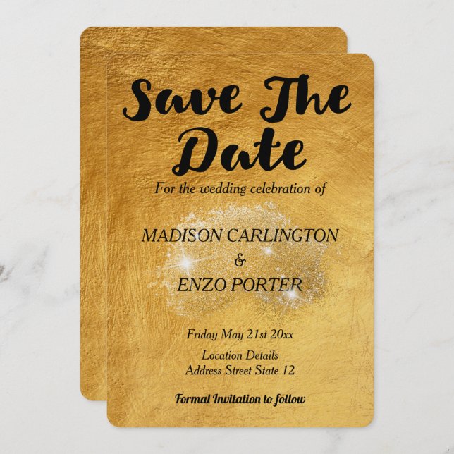 Convite Folha de Papel de Folha Ouro Folha de Textura (Frente/Verso)