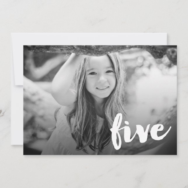 Convite Folha de prova da foto do número cinco do (Frente)