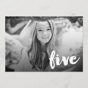 Convite Folha de prova da foto do número cinco do