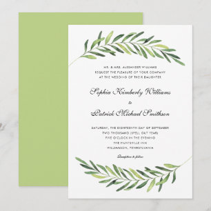 Convite Folha elegante + casamento tradicional do fraseio
