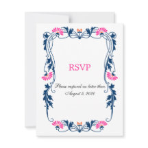 Folha Elegante Florals and Swirls RSVP/Placas de R