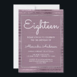 Convite Folha Metálica Lilac Décima Oitava Festa de aniver<br><div class="desc">Folha Metálica Lilac Roxa 18º Convite. Este convite é perfeito para uma Festa de aniversário Lilac e Silver Foil Themed Girl que faz 18 anos. Entre em contato com o designer para obter itens correspondentes.</div>
