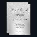 Convite Folha metálica ombre de prata Bat Mitzvah<br><div class="desc">Uma design de folha metálica ombre glitter-prata chic e luxuosa com tipografia caligráfica elegante para um convite Bat Mitzvah.</div>