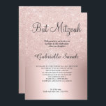 Convite Folha metálica ombre rosa dourada Bat Mitzvah<br><div class="desc">Uma design metálica glitter ombre,  glitter,  glitter,  glitter,  glitter rosa,  chic e luxuosa,  com tipografia elegante para um convite Bat Mitzvah.</div>