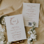 Convite Folha mínima | Boho Cream Fim De Semana Casamento<br><div class="desc">Este convite para o casamento é perfeito para um casamento. A design apresenta uma simples silhueta verde folha em laranja queimado no fundo de creme com estilo minimalista da boêmia do deserto. Salve o papel, incluindo a programação de fim de semana dos eventos na parte traseira do convite de casamento,...</div>