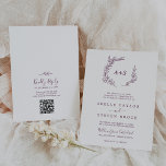 Convite Folha mínima | Casamento do código QR da unidade d<br><div class="desc">Este monograma de berinjela de folha mínima, o convite de casamento de código QR é perfeito para um casamento de boho. A design apresenta uma simples silhueta verde folha em uma cor roxa escura romântica com estilo minimalista de jardim boêmico. Salve o papel, incluindo um código QR para seu convidado...</div>