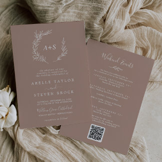 Convite Folha mínima | Casamento Neutral de Eventos no Fim