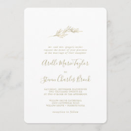 Convite Folha mínima | Casamento Tradicional Dourado