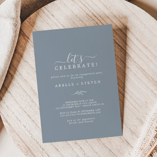 Convite Folha mínima   Celebração de Vamos azul Dusty